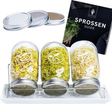 ZELLGUT 2in1 Sprossenglas 3er Set – Keimglas & Vorratsglas – Edelstahl