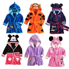 Kinder Jungen Mädchen Tier Pyjama Bademantel Kapuze Bathrobe Kimono Nachtwäsche