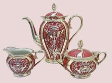 Alte Rosenthal Viktoria Porzellan Kaffeekanne Solitaire Silber Overlay 1000/1000