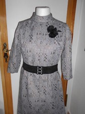 Vintage Abendkleid Brokat-Kleid festlich, Theater-Kostüm - Grau Gold - Gr. 40/42