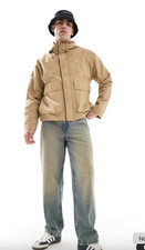 Fred Perry – Kurze Parka Jacke im Anglerstil in Beige Oldschool Casual Neu