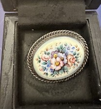 Porzellan Brosche Blumenmuster