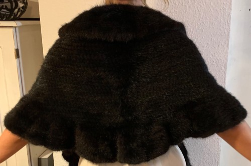 Nerz stola schwarz elegant - schwarz,