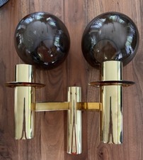 Wandleuchte, 2 flammig - schwarzes Rauchglas, Vintage Sciolari Stil, 70er Jahre