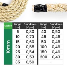 1-200m Natürliches Sisal Seil