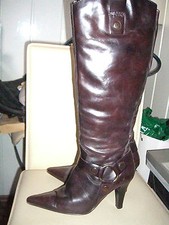 Stiefel Leder High Heels Gr. 38 braun Absatz *Neu*