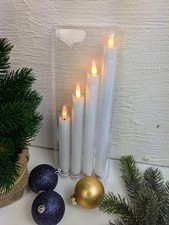 4x LED Stabkerzen Tafelkerzen Dinnerkerzen Advent Rustik Optik 4 Höhen Echtwachs