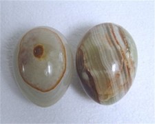 2 Deko-Eier aus Onyx / Marmor