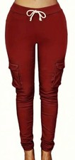 Stretchige Cargo HOSE bordeauxrot Gr. XXL 