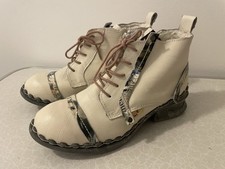 Mega coole TMA Damen Stiefeletten Echtleder Boots Gr. 39 Weiß gefüttert #SIL