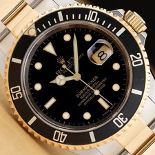 Rolex Submariner Date 16613 LN 40MM 18K Gelb Gold Stahl 2-TONE Schwarz Uhr