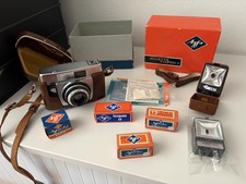 Agfa Silette Rapid I Kamera Set mit Originalbox, Tasche, Blitz & Filmen – 1960er