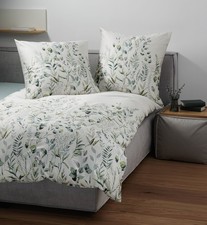 Janine Mako-Satin Bettwäsche Moments 98123, Gräser-Design, grün