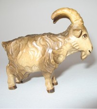 Kofel Krippenfigur Ziegenbock, Oberammergau, handgeschnitzt, lasiert, 15cm