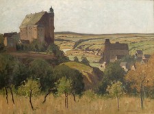 Gemälde: Burg Runkel & Burg Schadeck, Lahn Otto Ackermann, Düsseldorf, Malkasten