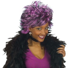 DAMEN PUNK PERÜCKE / Karneval Punker Rocker Kostüm Party / Schwarze-Violette