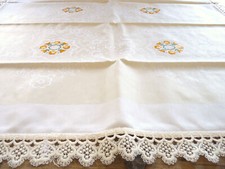 Tischdecke/Mitteldecke Jacquard Blumenmotiv/Frühling, quadratisch 85x85, wie neu