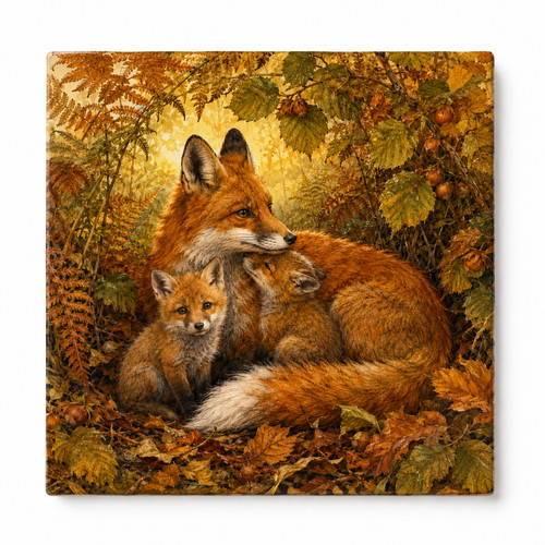 Deko bild fuchsfamilie herbst - deko,