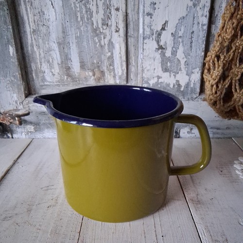Milchtopf grün blau emaille - milchtopf,