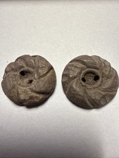 2 Knöpfe, Knopf, Holz, Trachten, echt vintage, grau lila, Sammler,  28 mm