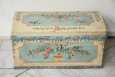 Q40S76- Alte Holz Wäschetruhe mit Bauernmalerei 18./19.Jh