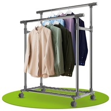 Kleiderständer Kleiderstange Garderobenständer auf Rollen Metall stabil Juskys®