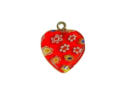Millefiori herz anhänger rot - millefiori,