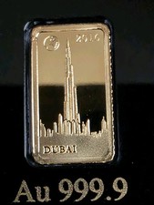 Goldbarren 1 Gramm 999.9  Gold  Dubai Polierte Platte PP