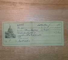 Vintage USA Scheck über