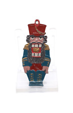 Zinn Anhänger Nussknacker Soldat Form Deko Vintage zweiseitig Vintage H 6,5 cm