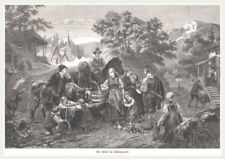 Sense dengeln-Schäfer-Holzfäller"Ein Abend im Schwarzwald" Orig.Holzstich v.1885