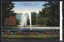 Bad Kreuznach, Wasserspiel in der Roseninsel, Ansichtskarte 
