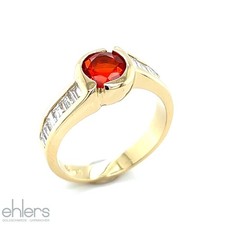 Damenring Feueropal Diamanten 750er Gelbgold 18kt Fingerring Handarbeit 1717