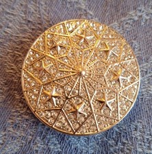 Magnet Brosche mit Strasssteinen Sternmotiv Rund 5cm Durchmesser - 40g Metall