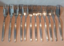 Smalcalda 291 rostfrei 12 Kuchengabeln - DDR - Stufenmuster