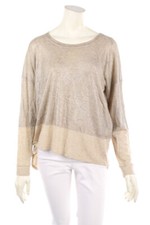 MARC CAIN Pullover Strick Glitzer Woll-Mix N 5 = D 42 hellbeige silber