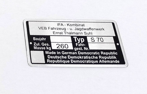 Rahmenplakette typenschild - rahmenplakette,
