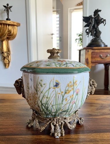 Porzellan dose widder bronze - porzellan,