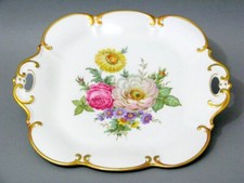 Tirschenreuth Prunk Teller Platte Blumenstrauß und Goldrand um 1960