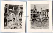 2x wohl Ostende - Zerstörung durch Englische Bomber - Belgien - WK2 Foto 5x7cm