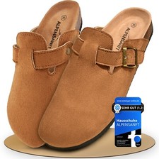 Alpensanft Damen Herren Clogs Hausschuhe Kunstleder, Kork, Sohle Echtleder 36-45
