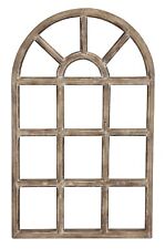 Nostalgie Holz Deko Fenster braun gewischt halbrund 36 x 2 x 58 cm