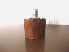 Vintage  Taschen Flachmann Glasflasche edle   Lederummantelung, Trinkbecher
