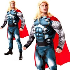 Deluxe Thor Kostüm Herren + Perücke Avengers Marvel Comic Superheld Erwachsene