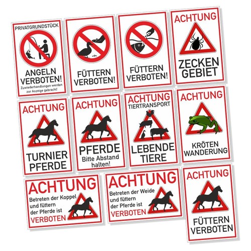 Schild achtung tiere pferde - schild,