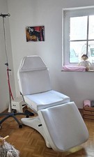 Kosmetik-Stuhl, mechanisch verstellbar, mit Armlehnen, weiß, gebraucht