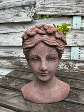 Kopf zum bepflanzen Pflanztopf Mädchen Kind Frau Kunst Sandstein Antik Look B 24