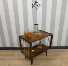 Eleganter doppelstöckiger 60er Jahre Phono TV Beistelltisch AUF ROLLEN retro 60s