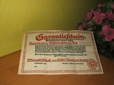 Garantieschein Nähmaschine Seidel & Naumann Dresden