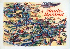 43-Ansichtskarte Landkarte Saale-Unstrut Naumburg Freyburg Laucha Weißenfels DDR